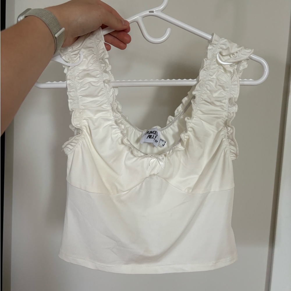 White Ruffled Sleeveless Top